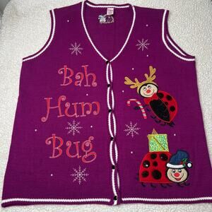 Holiday Time Purple Christmas Sweater Vest 2X (18W/20W)